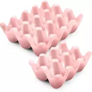 냉장고용 플렉시온 12컵 + 6컵 세라믹 달걀 홀더 - 18개의 도자기 트레이 용기 보관함 보관 정리함 장식용