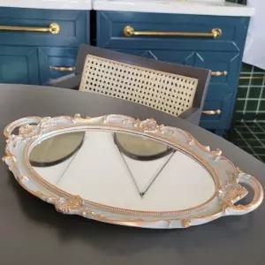 ( )거울 골드 화장품 타원 악세서리보관 트레이 액세서리 진열대 화장품정리 미러함 소품