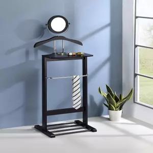 KB 디자인 - 블랙 우드 수트 타이 프리스탠딩 발렛 스탠드 의류 정리함 랙