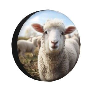 RV 트레일러용 귀여운 양고기 스페어 타이어 커버, 방수 캠핑카 휠 방진 보호대 유니버설 핏 SUV 트럭 여행