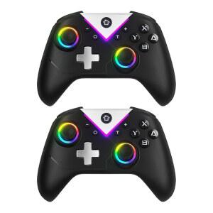 dinosoo 닌텐도 스위치 2/1 라이트/oled, pc용 rgb 무선 컨트롤러, 블루투스, 터보, 매크로, 홀 트리거, 자이로 축 6개, 이중 진동, 스크린샷 포함 - 2팩