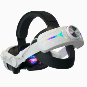 Meta Quest 3 VR 액세서리 + 8000Mah 배터리 용 RGB 조명 엘리트 헤드 스트랩 편안한 순수한 화이트 핫