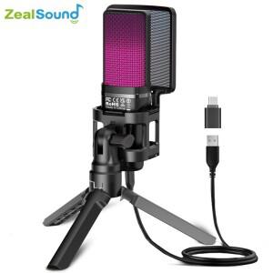 [호환품]Zealsound RGB USB 콘덴서 게임용 마이크 컴퓨터 전문 PC PS4 PS5 Mac 전화 녹음 스트리밍 팟캐스
