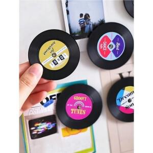 빈티지 냉장고 자석 카세트 테이프 및 레코드 스타일 가정용 장식 사무실 데스크탑 장식품