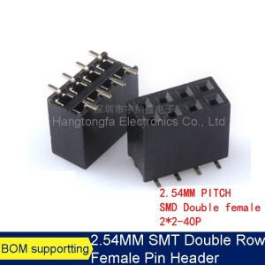 SMD 2.54MM 피치 암컷 스트립 커넥터 SMT PH8.5 2x2 3 4 5 6 7 8 9 10 12 20 40 핀 헤더 2X 10/20