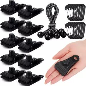 Novabright 10개의 대형 방수 클립 10개와 번지 코드 카라비너 헤비 듀티 잠금 와이드 그립 클램프 야외