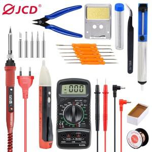 JCD 디지털 전기 납땜 다리미 세트 키트 온도 조절 가능 세라믹 히터 팁 용접 도구 908S 80W 220V 110V