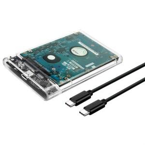 2.5인치 HDD SSD 케이스 SATA to USB 3.1 타입 C 4TB 투명 외장 하드 드라이브 UASP III 노트북 호환