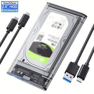 2.5인치 투명 모바일 외장 하드 드라이브 케이스 SATA to USB 3.0/Type C 하드디스크 박스 인클로저 5Gbps