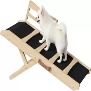 침대용 후브로 개 경사로 가드레일과 미끄럼 방지 매트가 있는 폭 15.7인치 접이식 반려동물 소파용