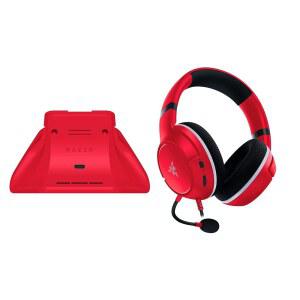 [미국배송] XBOX용 레이저 에센셜 듀오 번들: KAIRA X 유선 헤드셋 및 XBOX 컨트롤러용 범용 급속 충전 스탠드 - 공식 SERIES X|S 컨트롤러와 색상 일치(별도 판매) 펄스 레드