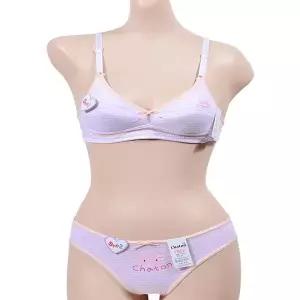 [하프클럽/]고양이 패턴 주니어 컵 입체형 스트라이프 디자인 AA컵 2단계