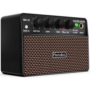 플랫슨 FBA-10 기타 앰프, 클린/드라이브 채널 포함 10W 미니 일렉트릭 6시간 작동, USB-C 충전식, 3.5mm 헤드폰/AUX 잭, 실내 연습용 무선 휴대용 여행용 앰프