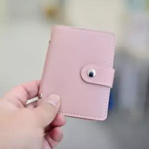 [콩심팥심]수첩 26장입 가죽 핑크 카드 지갑 자격증 대용량 명함