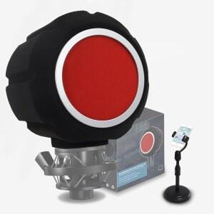 [미국배송] 마이크 아이솔레이션 쉴드 조절 가능한 휴대폰 홀더가 있는 볼 레코드 스튜디오용 팝 필터 흡음 폼으로 소음과 반사를 줄여줍니다