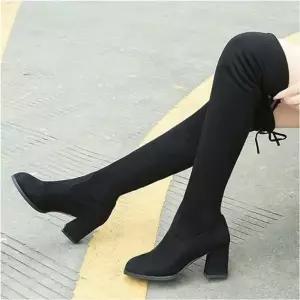 겨울 스웨이드 오버니하이 슬림핏 여자 롱부츠 기모안감