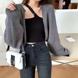 볼레로 짜임 긴팔 린넨 봄 가디건 스타일 반팔 (KYR-WFHDK5N)