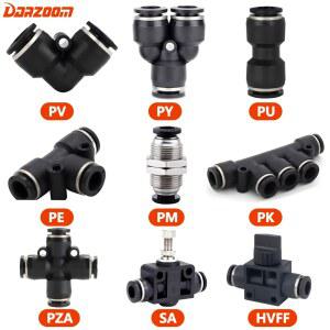 공압밸브 검정색 공압 피팅 파이프 커넥터 튜브 에어 10 12 14 16mm PU PY PK PE PV SA HVFF PZA PM