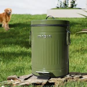 뚜껑 달린 MRBIN 개똥 쓰레기통 페달 13L34갤런 원형 반려동물 야외 파티오용 스텝 터치리스 마당 차고