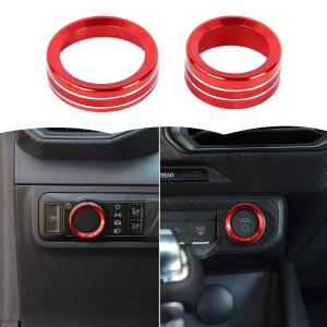 [미국배송] RT-TCZ 헤드라이트 노브 커버 오디오 볼륨 스위치 트림 센터 콘솔 인테리어 액세서리 포드 머스탱 2024 2025 (빨간색)
