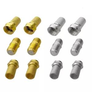 동축 케이블 연장용 Young4us F 타입 커넥터 키트 /수리 RG6 플러그 8개 위성 TV 공중 스카이 버진 NTL