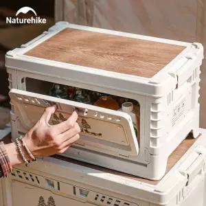 Naturehike 대용량 25L 30L 50L 60L 다용도 접이식 캠핑 수납박스 나무뚜껑 포함 수납함 자동차 차박여행