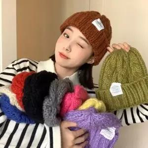 겨울 커플 여자 꽈배기 털 골지 니트 울 숏 비니 모자