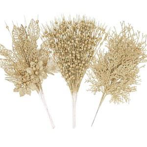 [미국배송] 30팩 골드 크리스마스 트리 추천 및 스프레이 장식 인조 꽃 글리터 베리 줄기 가짜 시더 가지 겨울 결혼식 홀리데이 파티 홈 갈랜드 DIY