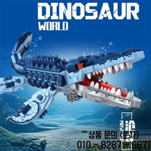 블루 모사사우루스 빌딩 조립 퍼즐 벽돌 교육 모델 장난감 14세 이상를위한 선물 세트 데스크탑 장식