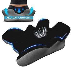 고관절 콕시엑스 압력 완화용 시트 쿠션, 6인치 두께의 초대형 인체공학적 메모리 폼 좌심실 패드, 의자, 운전석, 휠체어, 비행기, 하루 종일 편안함