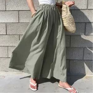 여름바지 치마바지 6색 린넨 와이드팬츠 여자 밴딩 (WFKBX5S)