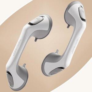 에이블케어 12인치 헤비 듀티 흡입 컵 그립 바 - 250LBS 무게 용량, 노약자용 미끄럼 방지 욕실 안전 손잡이, 욕조/샤워용 탈착식 욕조 그레이