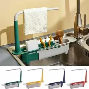 길이조절 물빠짐 싱크대 수납걸이 건조대 수납함 선반 거치대