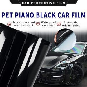 애완 동물 피아노 블랙 광택 비닐 랩 필름 자체 접착 스티커 버블 무료 차량 창 트림 미러