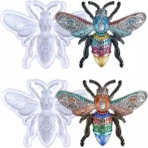2PCS 벌 에폭시 수지 몰드 큰 모양 동물 실리콘 3D 생생한 펜던트 디스플레이 곤충 시리즈 초콜릿 케이크