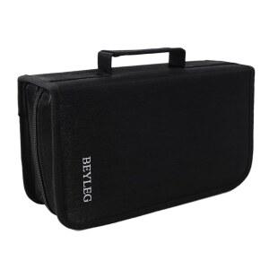 BEYLEG DVD 홀더 보관 케이스 128 용량 CD VCD 케이스, 지갑 블루레이 미디어 오거나이저 블랙