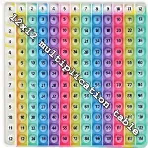 무지개 구구단 팝 피젯 장난감 교육용 수학 학습 보드 게임 12x12 타임 테이블 연습 컬러풀 실리콘 푸시