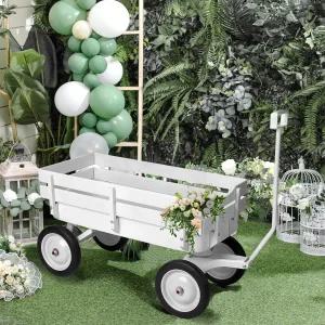 올터레인 카고 왜건 - 화이트 플라워 걸 왜건과 함께 탈착식 나무 측면 패널 빅 타이어 및 결혼식용 와이드