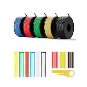 [미국배송] 22 AWG 실리콘 와이어 키트 250FT 게이지 스트랜드 틴드 구리 스풀 각각 5가지 색상 50FT DIY 자동차 LED 아두이노를 위한 유연한 전기 와이어 배터리 프로젝트