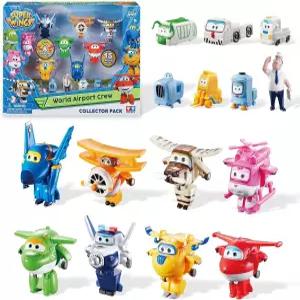 슈퍼 윙 장난감 변형 가능한 2인치 3~5세 용 비행기 15팩 제트 플레이 세트 리얼 모바일 휠 미취학 소년 및