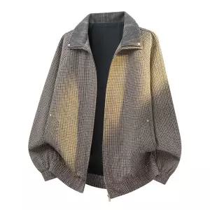 윈터솔져 남자 데일리룩 코트 하프 잔 체크 칼라 재킷 추동 빈티지 캐주얼 KUK4
