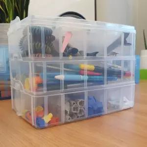 3단 칸분리 적층형 소품 정리함 중형 반투명 악세사리 장난감정리함 악세사리보관함 태클박스
