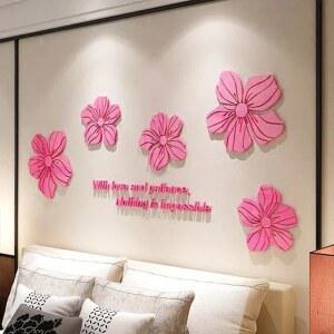 다섯 꽃 크리스탈 릴 벽 1 컬러 벽장식 스티커 거실 입체