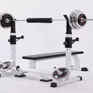 바벨거치대 스쿼트랙 역기거치대 흑백 벤치프레스 랙 받침대 높이조절 봉정리 프레스 거치대