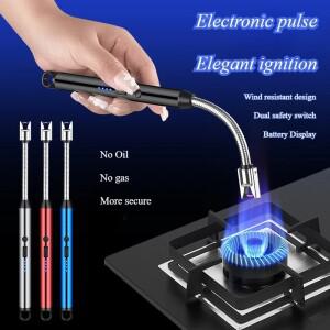라온식 방풍 주방 전기 USB 라이터  촛불 바베큐 캠핑 가스 스토브 점화 총 충전식 아크 Flameless 플라즈