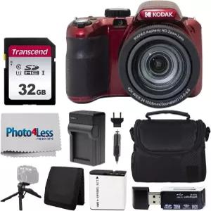 코닥 픽스프로 AZ425 디지털 카메라 + 32GB 메모리 카드 케이스 (블랙) 배터리 충전기 USB 리더 테이블