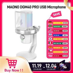 MAONO DM40 무선 USB 마이크(AI 음성 체인저 포함) 게임 스트리밍 PC 노트북 녹음용 소음 감소 콘덴서 마이
