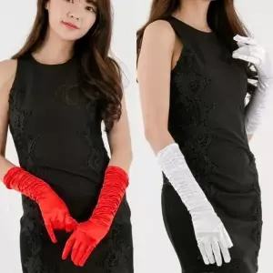 파티 롱장갑 주름 38cm 생일 파티 의상 공연 장갑