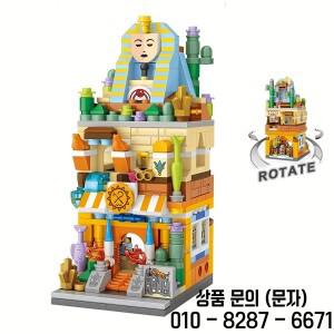 거리 스핑크스 파라오 앤티크 상점 건축 3D 모델 미니  벽돌 빌딩 장난감 14세 이상 크리스마스 선물