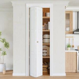 24인치 x 80인치 개구부를 위한 이중폴드 도어, 하드웨어 키트가 있는 견고한 3패널 내부 옷장 옷장/팬트리/세탁실용 셰이커 접이식 Primed